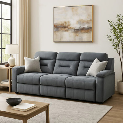 Niko Manual Recliner Sofa, Plush Velvet, Solid Wood, 83 Inch