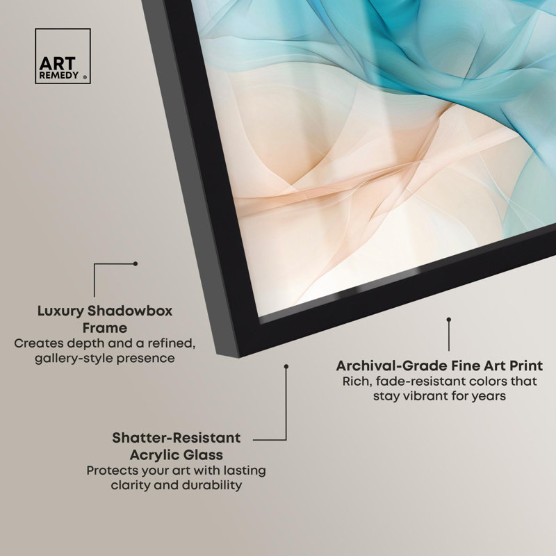 «Quori I Shadowbox Print», art abstrait bleu par Art Remedy, H 13 po x l 13 po, Noir