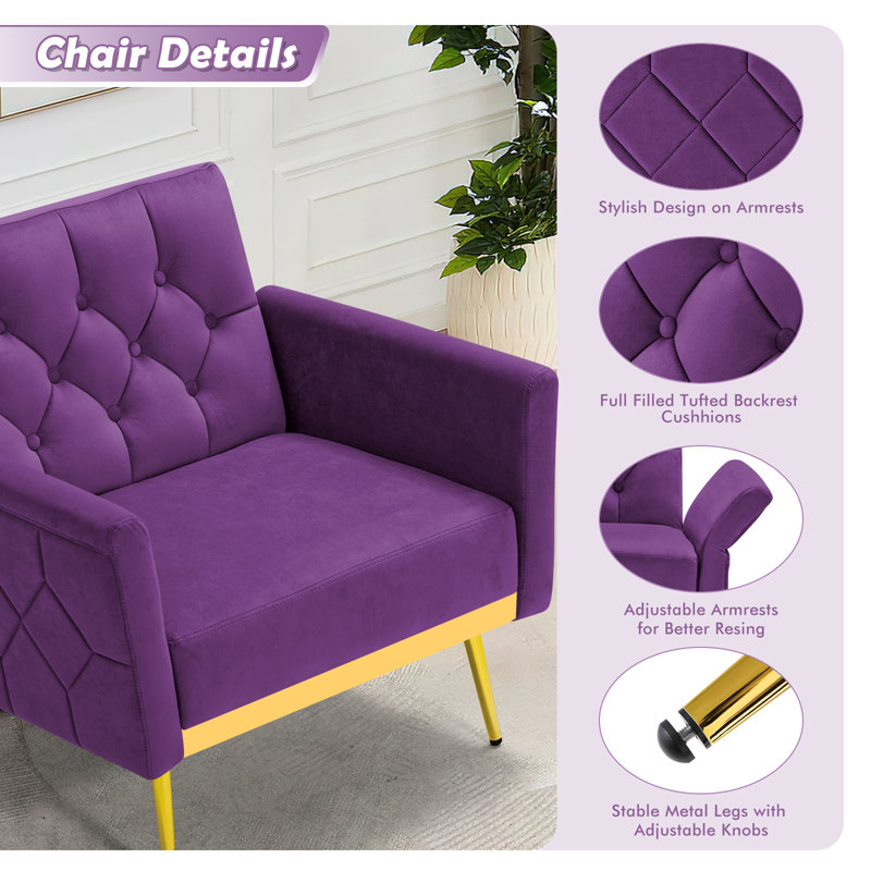 2 - Piece Velvet Living Room Set, Purple
