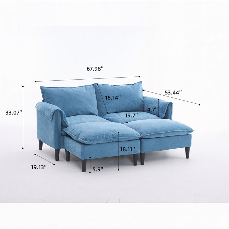 Modern 2-Seater Sofa with Footstools | George Oliver
