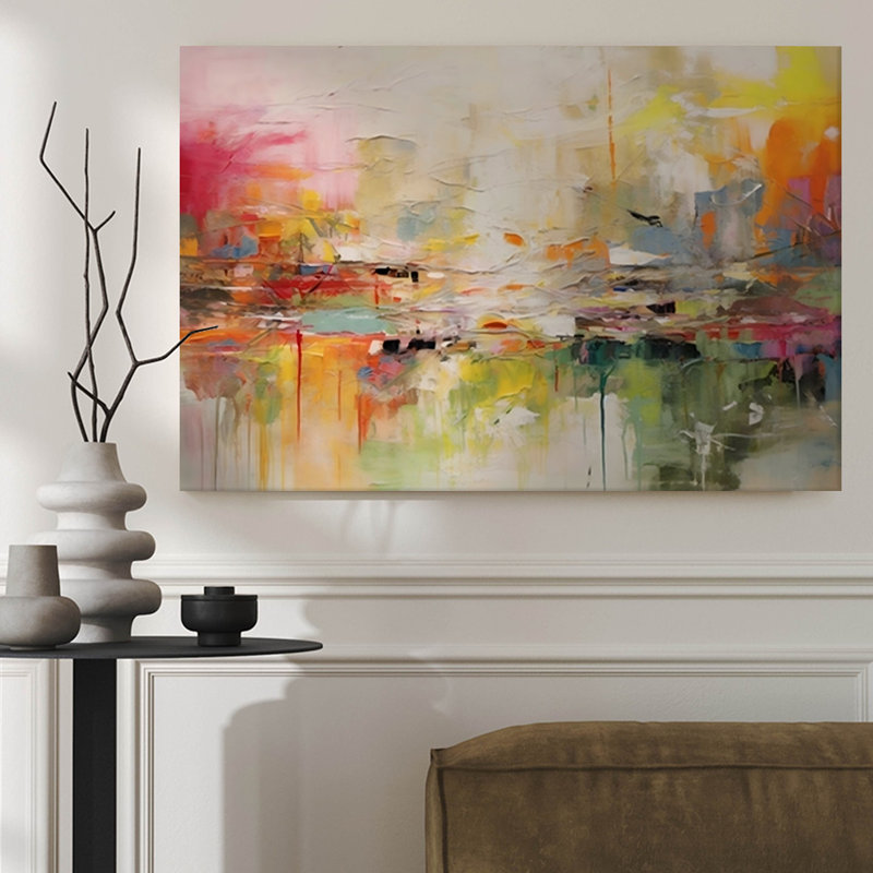 Tableau encadré sur toile - Couleurs fluides abstraites et vibrantes, décoration murale moderne - 61 x 91 cm (24 x 36 pouces) pour salon et bureau