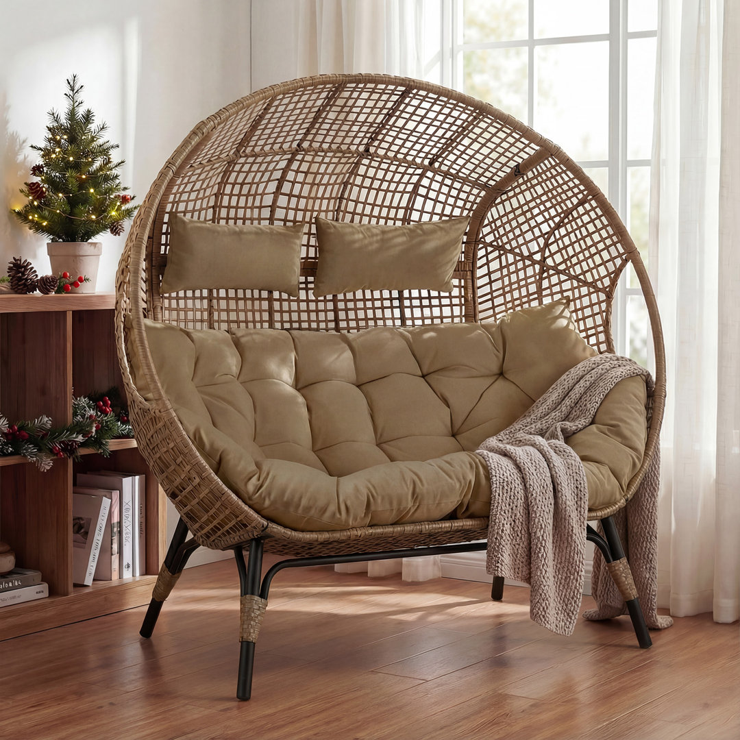 Damarie 2-Person Wicker Rattan Egg Chair