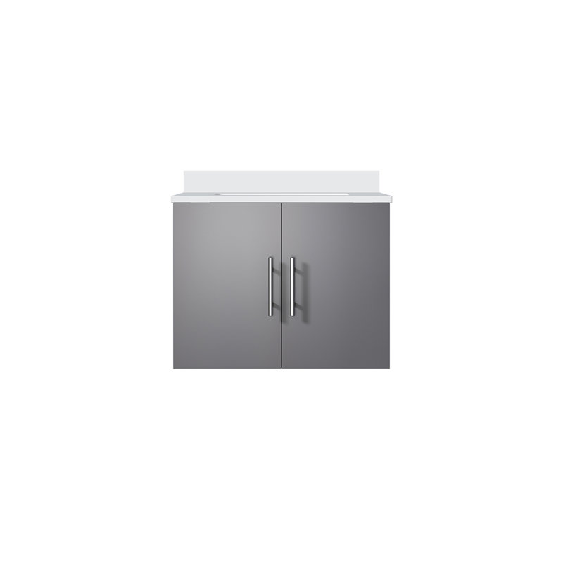 Meuble-lavabo compact avec comptoir en quartz blanc, Gris foncé