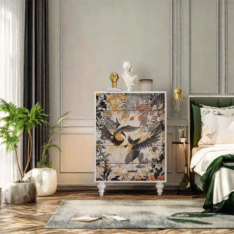 Armoire de rangement spacieuse en pin multi-tiroirs, Blanc