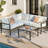 6 Pieces Patio Fauxwood Armrest Furniture Set With Thick Olefin Cushions-1021055661