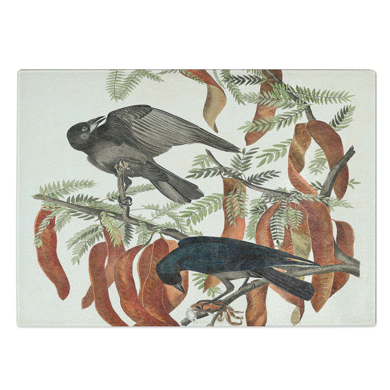Glass Fish Crows by John James Audubon Chopping Board, 39 cm W x 28.5 cm L