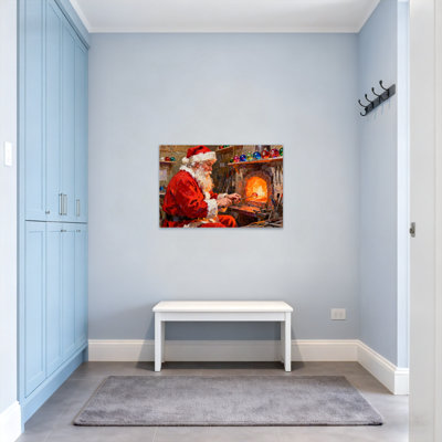 Christmas Santa Crafting Ornaments In Workshop
