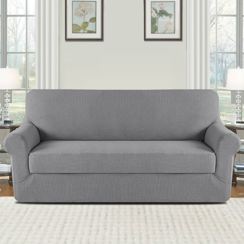 Housse pour canapé extensible Hayneville, H 45 po x l 96 po x P 37 po, Gris