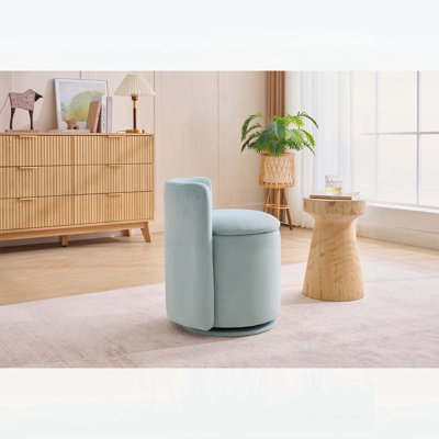 Fauteuil d'appoint pivotant en velours, fauteuil de coiffeuse confortable avec dossier incurvé et rangement pour le salon, turquoise