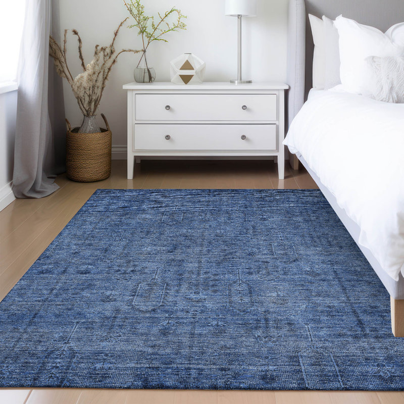 Machine Washable Indoor/Outdoor Lummus ACN790 Navy 2'6" x 3'10" Rug, Rectangle 2 pi 6 po x 3 pi 10 po