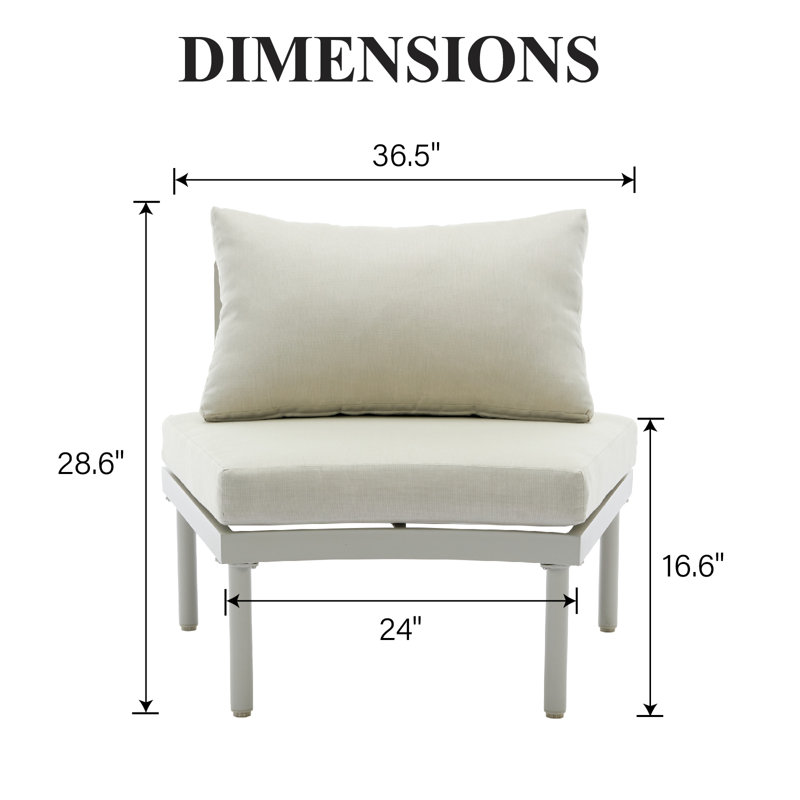 Patio Curved 6-Person Conversation Set with Cushions, White Cushion/White Frame
