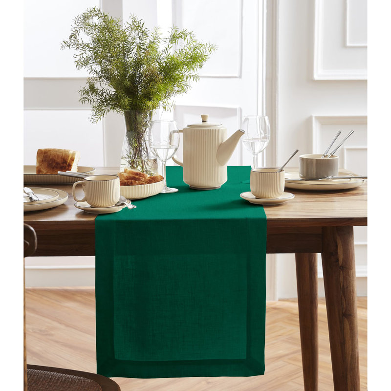 Sonoma - 100% Pure Linen Table Runner (Pre-Washed), Green, 54" x 14"