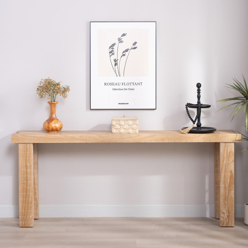 Console rustique en bois naturel - Table d'entrée de 77 po au design campagnard moderne - Canapé long et étroit pour le salon, le couloir ou derrière le canapé - Finition bois clair