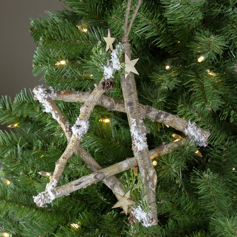 Décoration de Noël en forme de branche brune et blanche 9,75 po