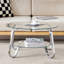 Table basse 31,5 "ronde en verre argenté pour le salon-468268976