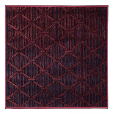 Machine Washable Trellis Red Area Rug