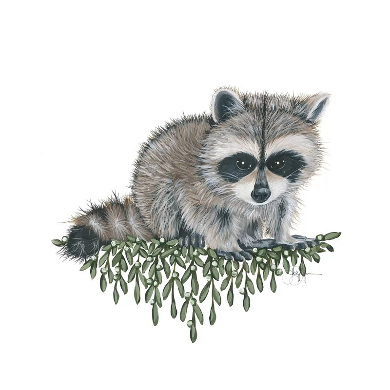 Baby Raccoon by Hollihocks Art - Wrapped Canvas Painting, 93.98 cm H x 93.98 cm W x 1.91 cm D