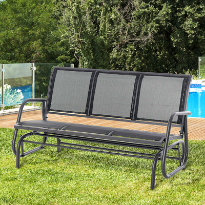 3-Person Patio Glider Bench, Outdoor Porch Glider Swing With 3 Seats