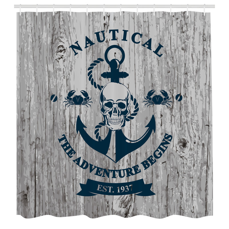 Ensemble de rideau de douche et crochets Anchor, H 70 po x l 69 po