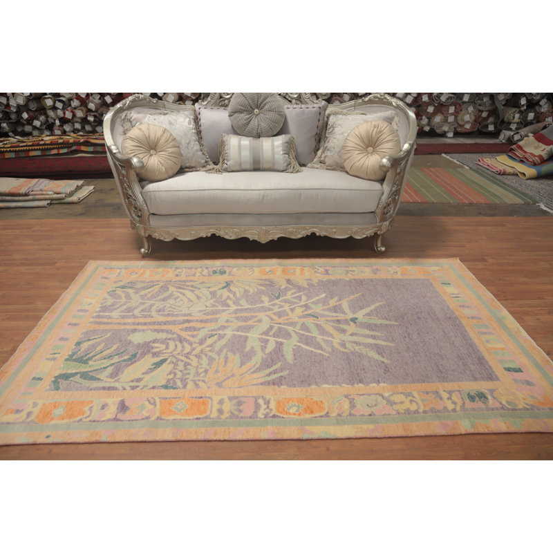 Tapis mauve en laine mauve transitionnel 5 x 8 po Oushak