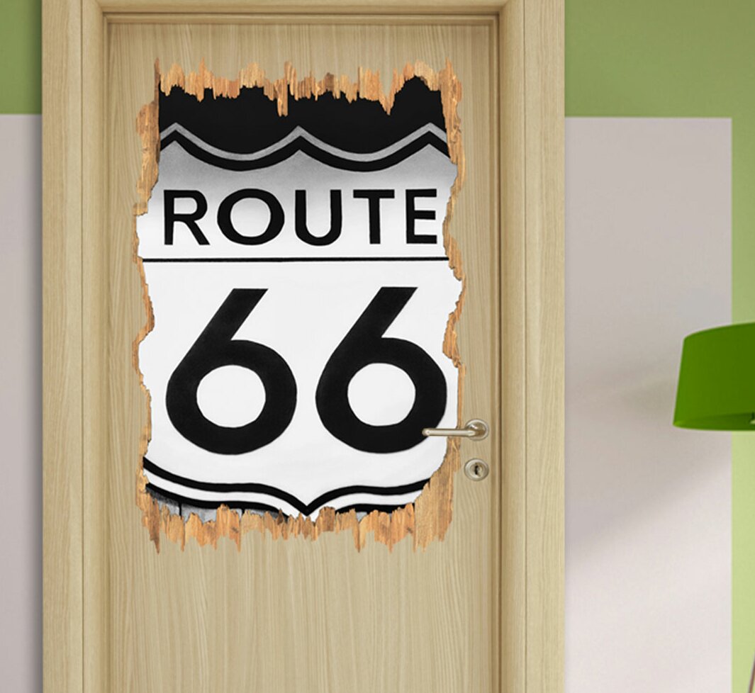 Wandtattoo Modernes Route 66 Schild in Monochrom