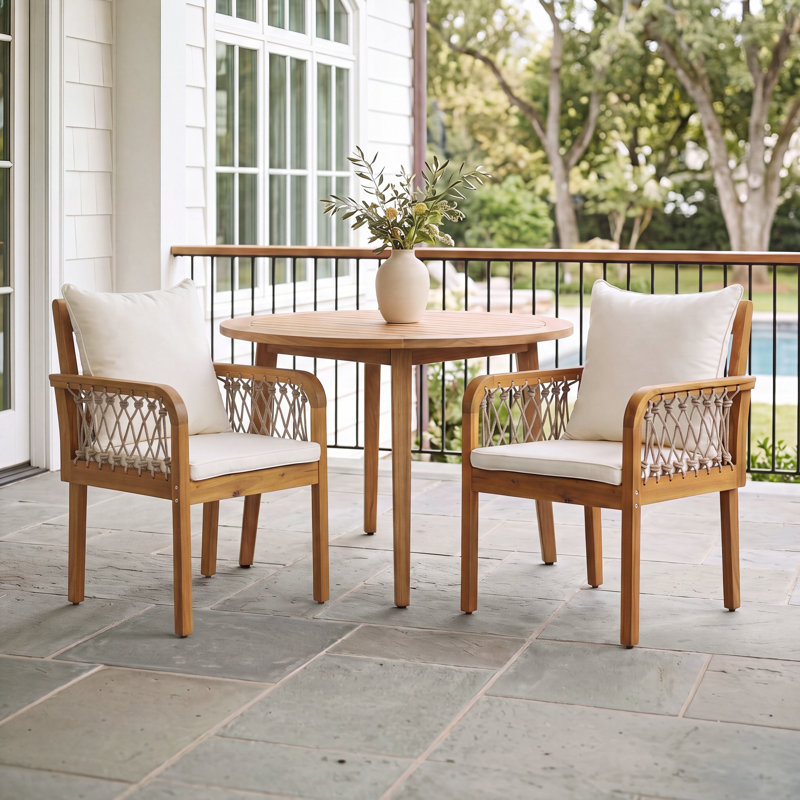 Outdoor Dining Armchair with Cushions, Beige
