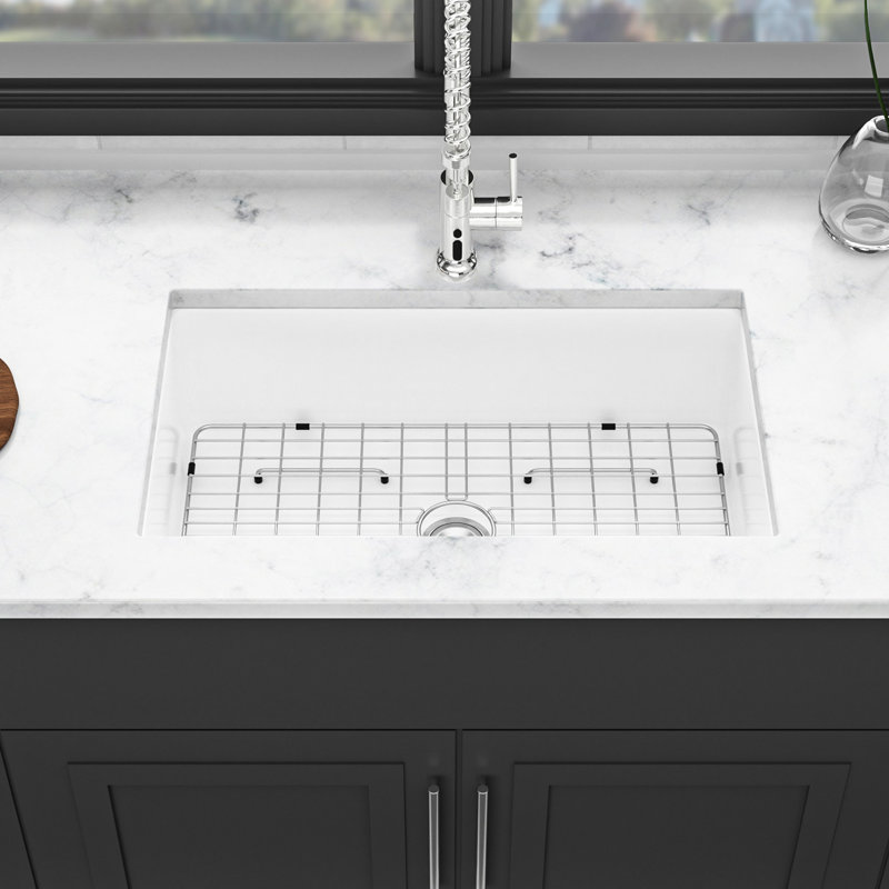 32" Ceramic Sink - Chipping White For Kitchen Deep White, With Ample Space Cleaning