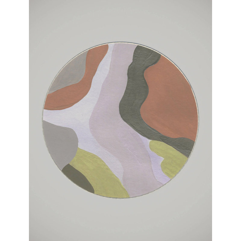 Malou Washable Abstract Indoor Rug, Round 5'