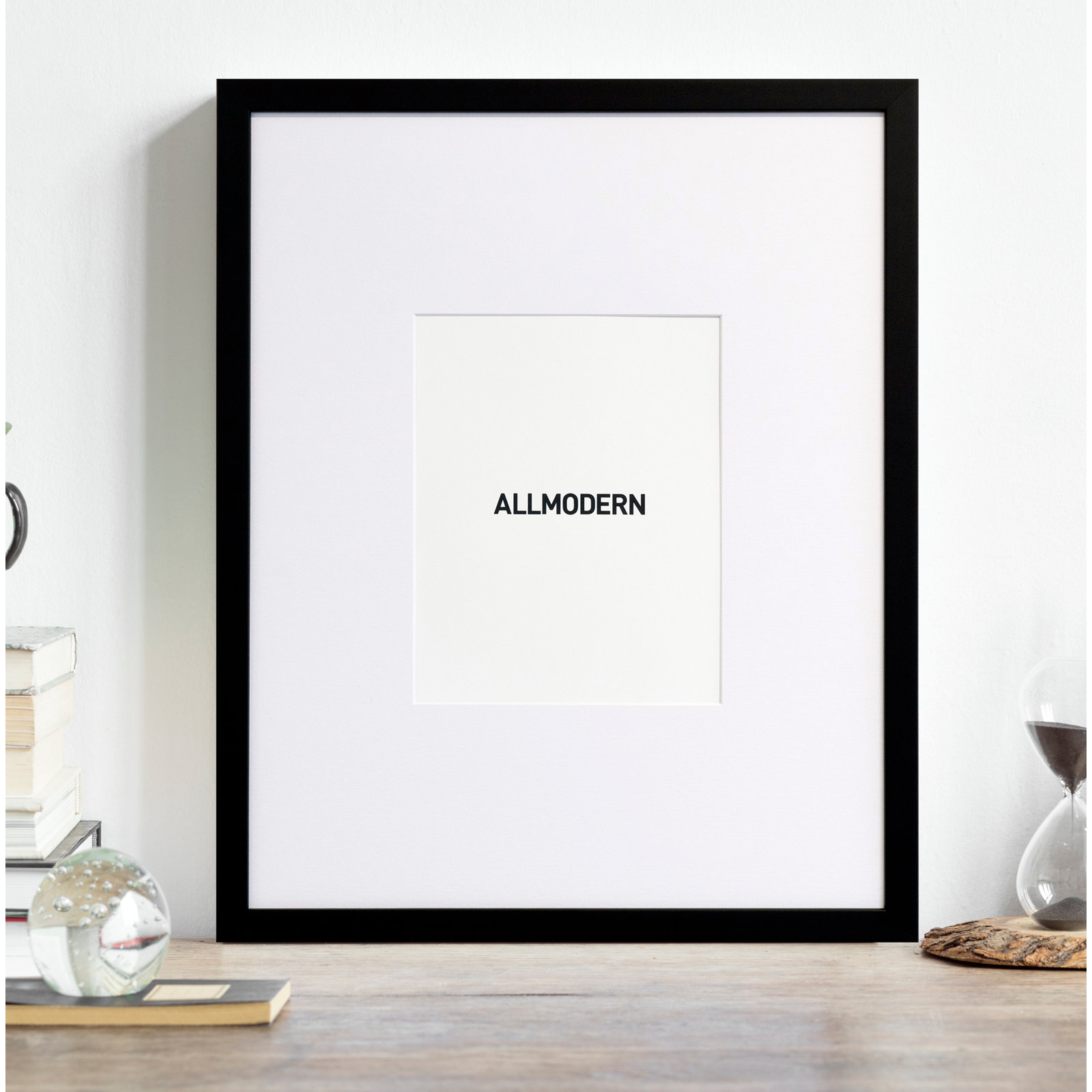 Capullo Wood Matte Picture Frame with Mat, 12" x 18", Black, 18" x 24"