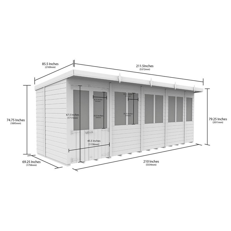 Pent Summer House, 18ft x 7ft