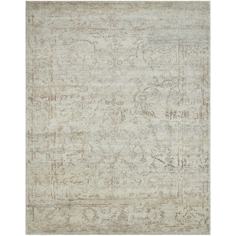 Nomad Haven Wool Hand Knotted Area Rug in Antique Linen, 2' x 3'