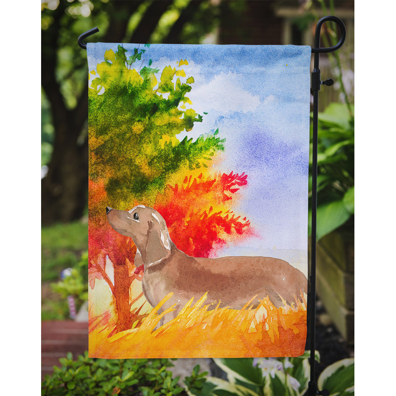 Fall 2-Sided Polyester 15 x 11.5 in. Garden Flag, Dachshund