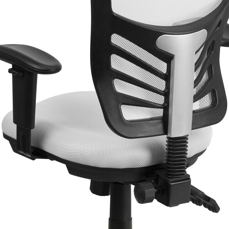 Siyer Mid-Back Mesh Ergonomic Office Chair with Adjustable Arms, White, Black