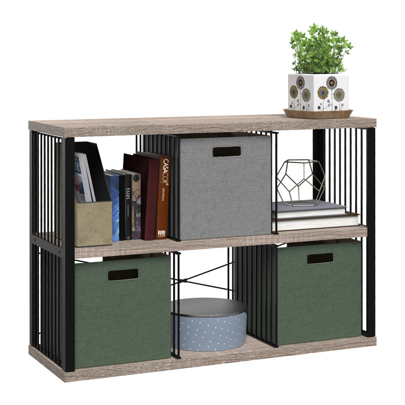 30.55'' H x 44.29'' W Steel Frame 6-Cube Bookcase, Weathered Gray
