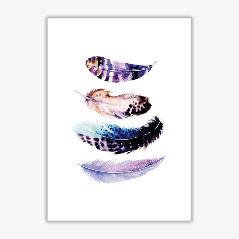 Purple Bird Feathers Abstract - Print, 85 cm H x 60 cm W x 1 cm D, No Frame