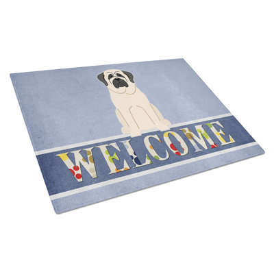 Caroline's Treasures Welcome Dog Glass Mastiff Cutting Board