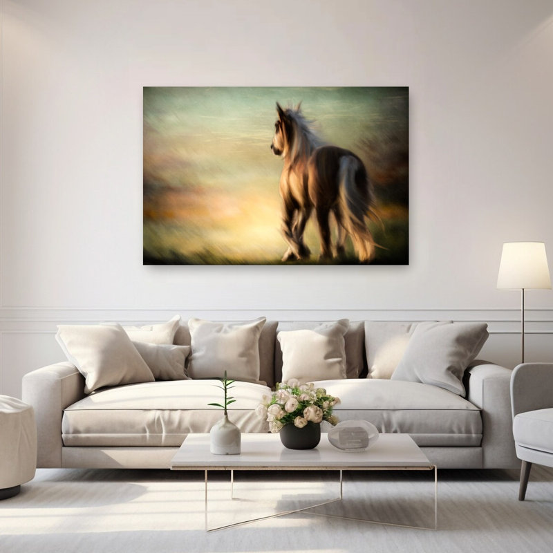 Majestic Horse Ethereal Serene Tranquil Horse Landscape Nature Wall Art Print 1 Piece Wrapped Canvas Wall Art
