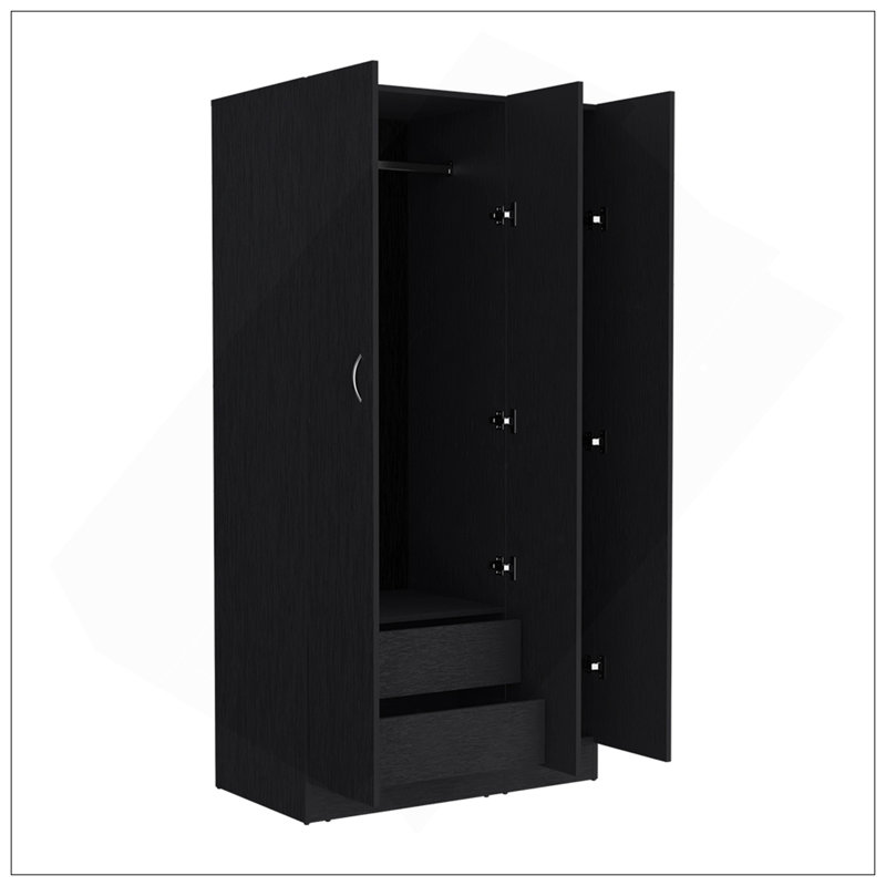 Garde-robe Erie, chambre à coucher, noir, Noir