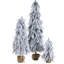 Ensemble de 3 sapins de Noël enneigé pré-éclairés, modes à DEL réglables, base de pot en toile de jute pour le style des Fêtes, ensemble de 3