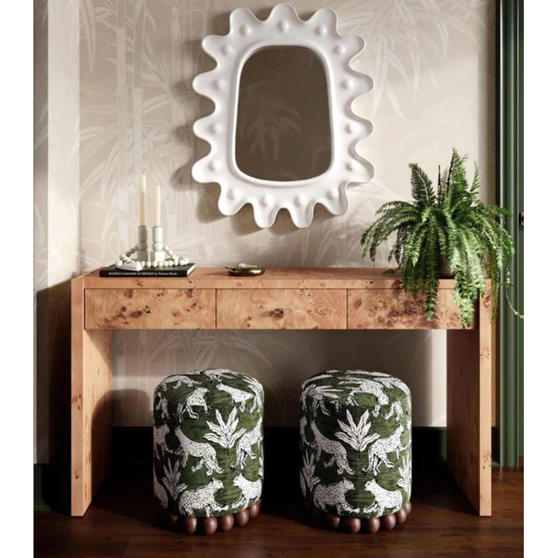 Leopard Print Fabric Round Ottoman