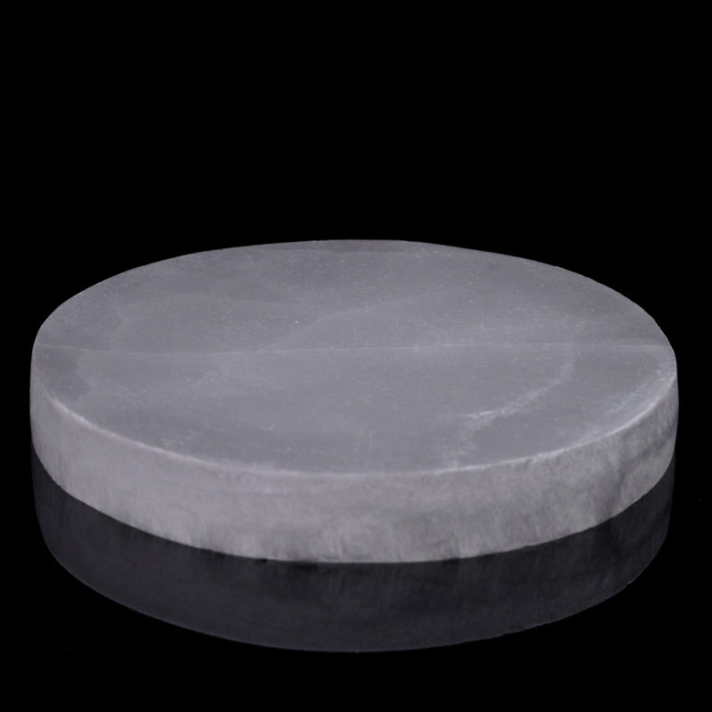 Thick Round Hand-Carved Selenite Plate