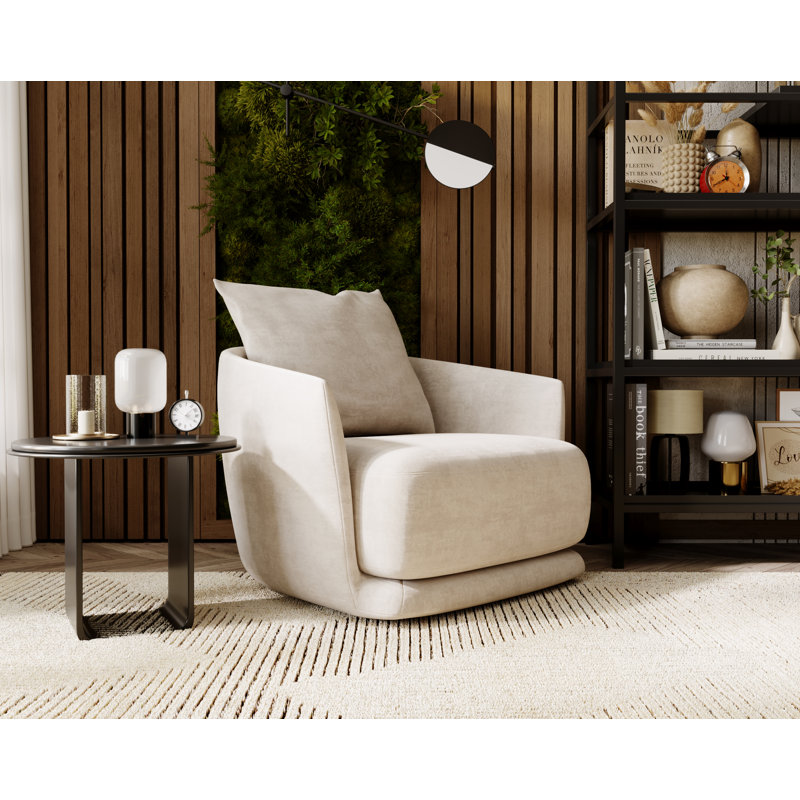 Mahn Upholstered Swivel Armchair, Polyester Blend - Beige