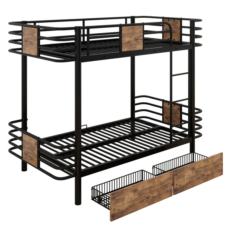 Marchagee Kids Bunk Bed with Drawers, Black