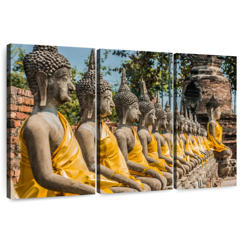 Adella rangée de bouddhas, H 20 po x l 33 po
