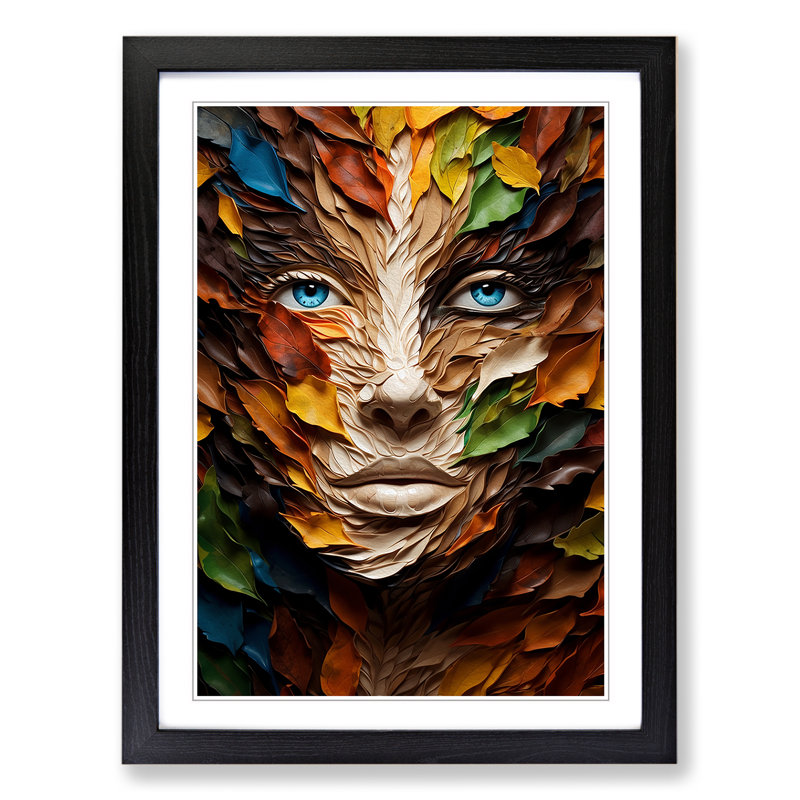 Leaf Orphism - Framed Print, 46cm H x 34cm W x 2cm D, Black