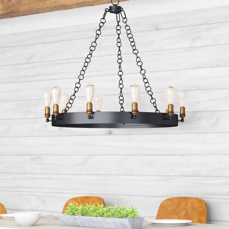 Kimes 10 - Light Dimmable Wagon Wheel Chandelier, MB
