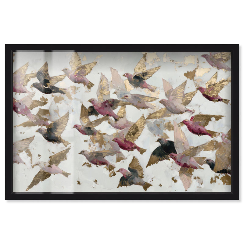 Grande décoration murale côtière à motif d'ombre, Great Migre II par Art Remedy, cadre noir, 55 x 37, H 37 po x l 55 po