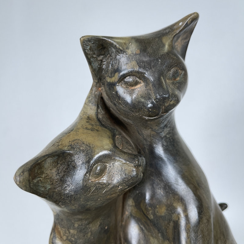 Bronze Double Cats Sculpture