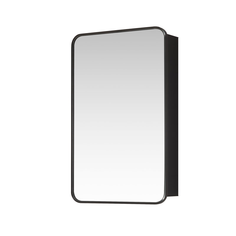 Armoire à pharmacie rectangulaire avec miroir Lagos, Noir brossé, H 32 po x l 20 po x P 5,9 po