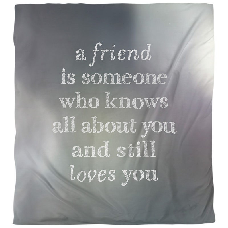Housse de couette Love and Friendship Quote, Housse de couette pour grand lit, Noir / blanc